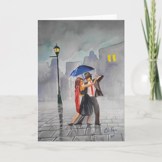CARTE PARAPLUIE DE COUPLES DE DANSE (Devant)