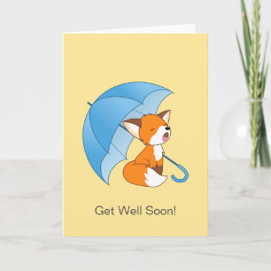 Carte Parapluie de petit renard dormant mignon s'en sort