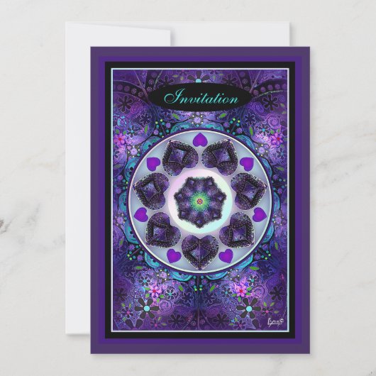 Carte Parapluie violet & coeurs .7 (Devant)