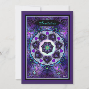 Carte Parapluie violet & coeurs .7