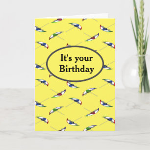 Carte Parapluies de plage d'été d'anniversaire sur fond