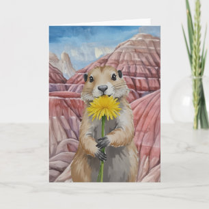 Carte Parc national des Badlands Aquarelle de chien des