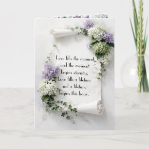 Carte Parchemin de mariage aux lilas et hydrangeas
