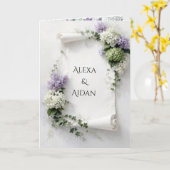 Carte Parchemin de mariage aux lilas et hydrangeas (Fleur jaune)
