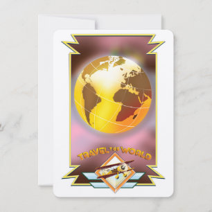 Carte Parcourez le Monde Globe Doré