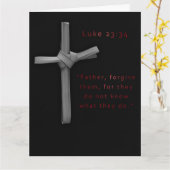 Carte Pardon Croix religieuse rouge noire Pâques (Fleur jaune)