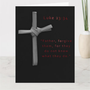 Carte Pardon Croix religieuse rouge noire Pâques
