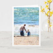 Carte Parent et enfant à la plage (Fleur jaune)