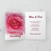 Carte PARENTS - 25ème anniversaire de mariage avec rose  (Intérieur)