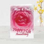 Carte PARENTS - 25ème anniversaire de mariage avec rose  (Fleur jaune)