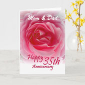 Carte PARENTS - 35e anniversaire de mariage avec rose ro (Fleur jaune)