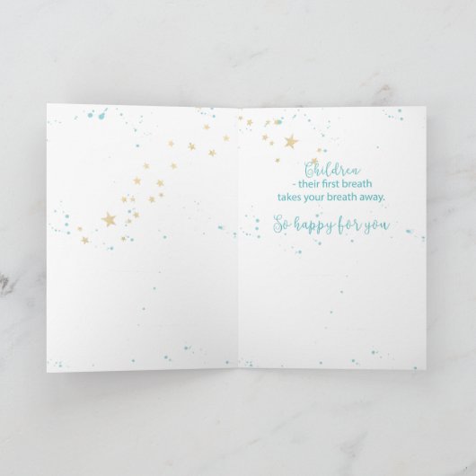 Carte Parents à une fille, Félicitations, Bébé en étoile (Intérieur)