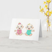 CARTE PARENTS DE TWIN GARÇON/TWIN GIRL FÉLICITATIONS (Fleur jaune)