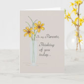 Carte Parents, penser à vous deux fleurs Vase (Fleur jaune)