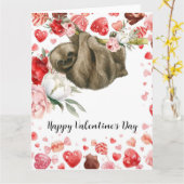 Carte Paresseux à la Saint-Valentin (Fleur jaune)