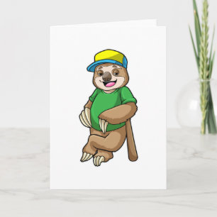 Carte Paresseux au baseball avec une batte de baseball