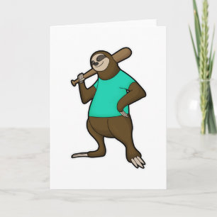 Carte Paresseux au baseball avec une batte de baseball
