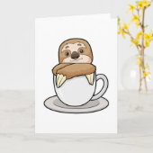 Carte Paresseux avec tasse de café (Fleur jaune)