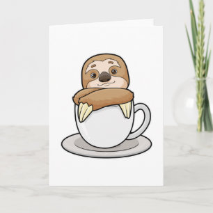 Carte Paresseux avec tasse de café