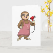 Carte Paresseux coiffeur avec sèche-cheveux (Fleur jaune)