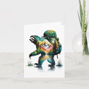 Carte Paresseux de randonnée sac à dos montagne faune aq
