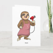 Carte Paresseux en coiffeur avec sèche-cheveux (Dos)