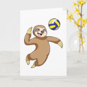 Carte Paresseux en joueur de volley-ball avec ballon de  (Fleur jaune)