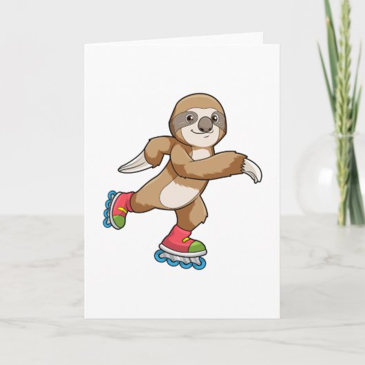 Carte Paresseux en patineur avec des patins en ligne (Devant)
