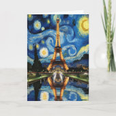 Carte Paris Eiffel Tower Van Gogh style anniversaire mig (Devant)