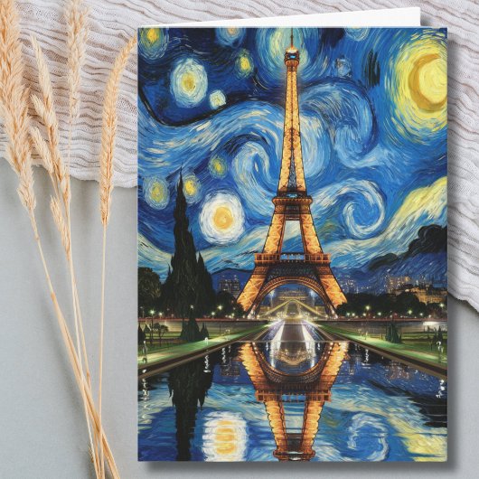 Carte Paris Eiffel Tower Van Gogh style anniversaire mig