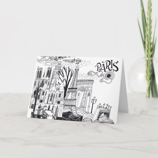 Carte Paris France Doodle (Devant)
