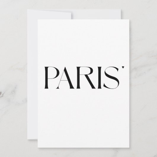 Carte Paris - minimalistic typography card (Devant)