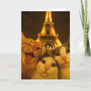 Carte Paris Night Cat Selfie Squad Amoureux             