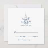 Carte Paris Tour Eiffel Aquarelle Floral Blanc Mariage (Devant)