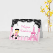 Carte Paris Tour Eiffel Blonde Girl (Fleur jaune)