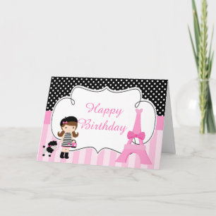 Carte Paris Tour Eiffel Brunette Girl