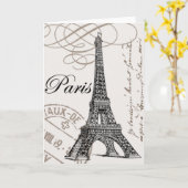 Carte Paris vintage...carte pour notes (Fleur jaune)