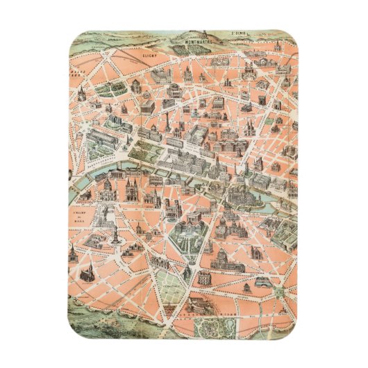 Carte Paris vintage Magnet flexible (Vertical)
