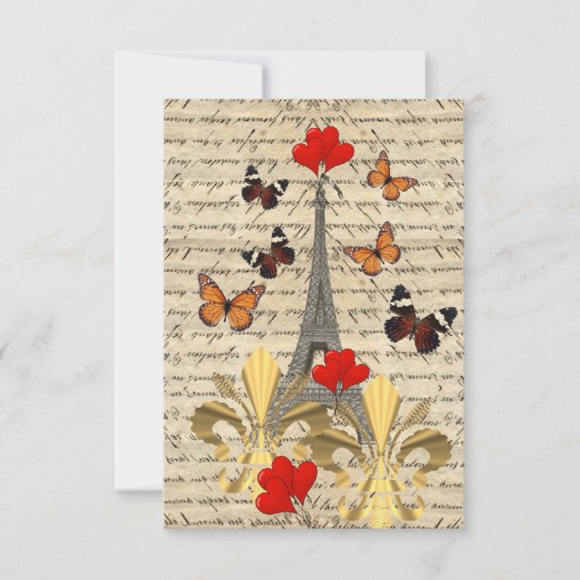 Carte Paris vintage & papillons (Devant)