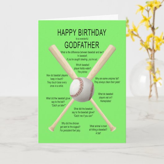 Carte Parrain, blagues de baseball d'anniversaire (Fleur jaune)