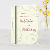 Carte Parrain rouge et beige Anniversaire (Fleur jaune)