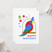 Carte Parrot and Flowers (Devant/Arrière en situation)