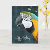 Carte Parrot de Macaw avec bulles Anniversaire (Fleur jaune)
