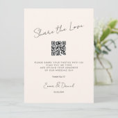 Carte Partagez l'amour QR Code Galerie Mariage beige (Debout devant)