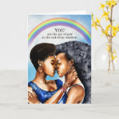 Carte Partenaire Anny African American Lesbian Couple (Fleur jaune)