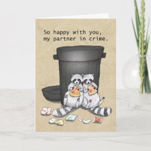 Carte Partenaire de crime adorable raton laveur pour la