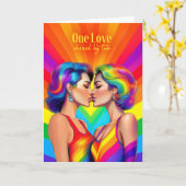 Carte Partenaire Gay Anniversaire Lesbian Couple Rainbow (Fleur jaune)
