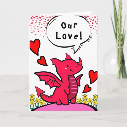 Carte Partenaire Valentine Funny Just Wing It Red Dragon (Devant)
