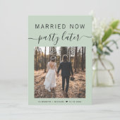 Carte Parti Marié Maintenant Plus Tard Photo Sage Green  (Debout devant)