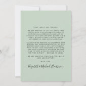 Carte Parti Marié Maintenant Plus Tard Photo Sage Green  (Dos)